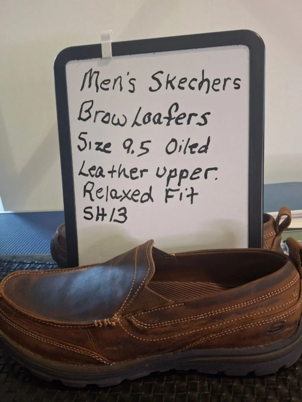 Skechers Relaxed Fit Brown Leather Slip-On Shoes With Memory Foam*SH13